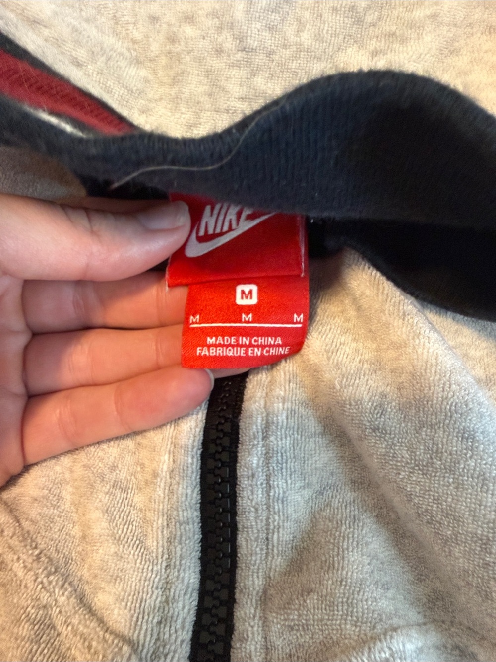 Nike Gray Two-Piece Track Jacket and Shorts with Red-Black Stripe Trim - Picture 3 of 4